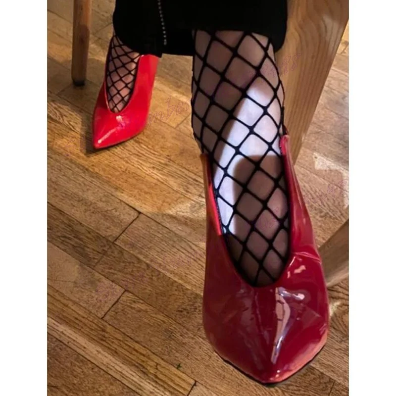 

Red Patent Leather Shallow Sexy Pumps Pointed Toe Shoes for Women Patent Leather Thin High Heels Shoes 2024 Zapatos Para Mujere