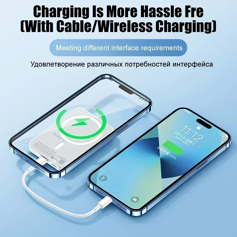 Original 1:1 Magsafe 50000mAh Power Bank Magnetic Powerbank With Fast Charging Window 15W Wireless Battery Portable For iPhone