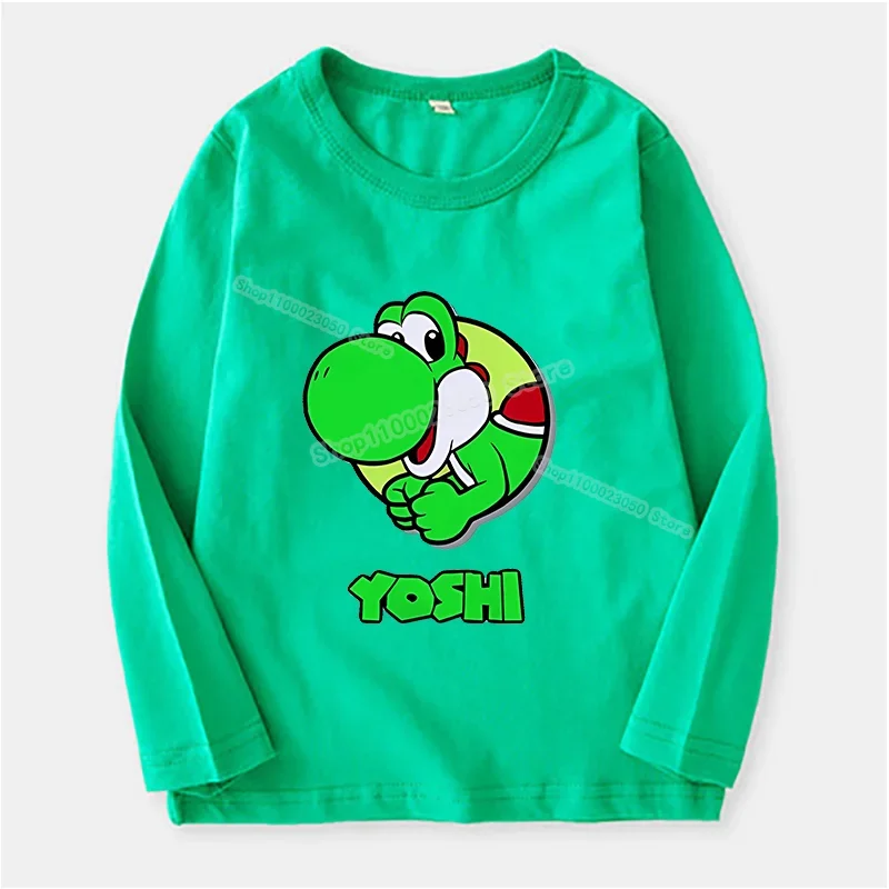 Super Mario Bros Round Neck Long Sleeves T-shirts Princess Peach