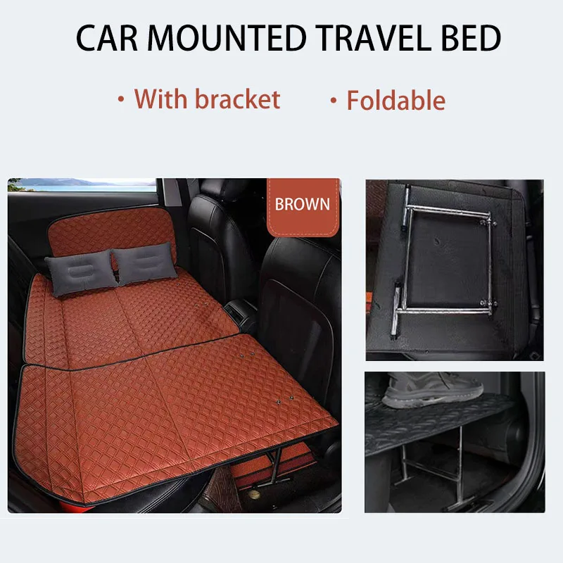Vehicle Back Seat Sleeping Mattress With Bracket Universal Car Travel Bed Foldable Anti-collision Design Multiple Scenario Usage