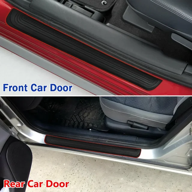 4pcs Rubber Car Door Sill Scuff Covers Black Door Panel Guards Protector Trim Anti-scratch Exterior Parts Car Decor Accessories 5