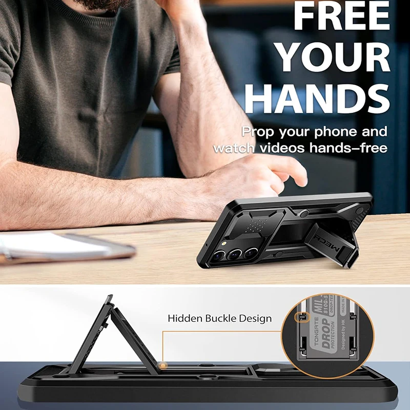 For Samsung Galaxy S23 phone case with Sliding Camera Lens Cover Drop Protection Rugged Shockproof Phone Case with Kickstand