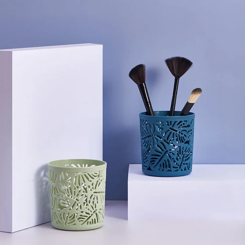 Creative Hollow Leaves Pencil Pot Holder Brush Storage Container Desk Organizer Plastic Stationery Pen Holder Office Supplies pen holder pen and brush holder desk organizer brush holder