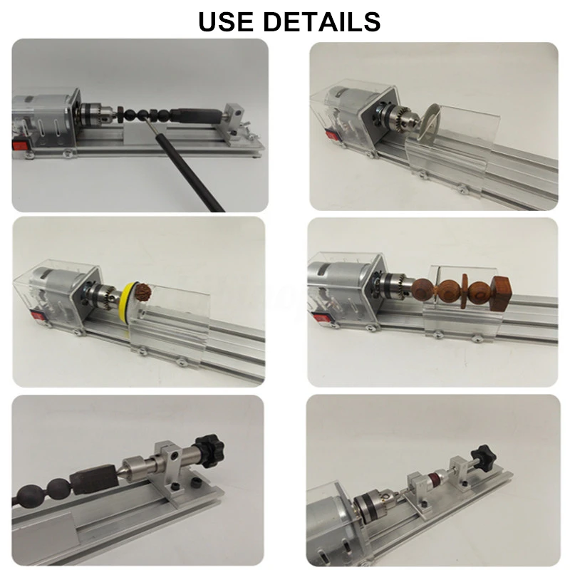 100W 12-24V cnc Mini Lathe Machine Tools Set Wood Lathe Drill Rotary Tool DIY Woodworking Buddha Pearl Grinding Polishing Beads
