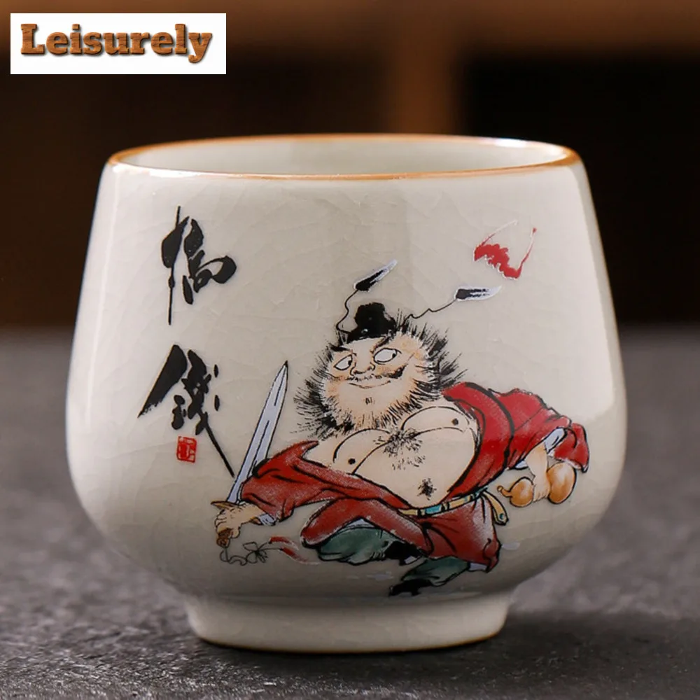 130ml Lucky Rich Ru Kiln Porcelain Teacup Large Capacity Tasting Tea Bowl Cute Water Jug Funny Coffee Mug Chazhan Kung Fu TeaSet