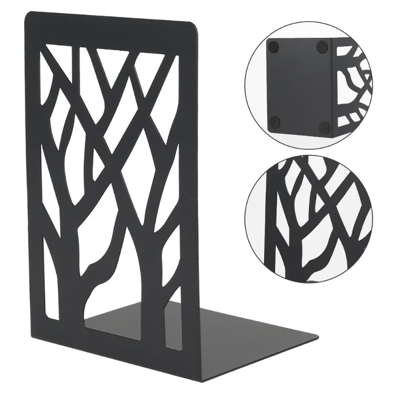 Book Ends Hollow Out Bookend Supports Stable Stand Iron Metal Bookends for Folders Hotel Home Desk Stationery 2pcs/set book organizer book holder book stand book terminal