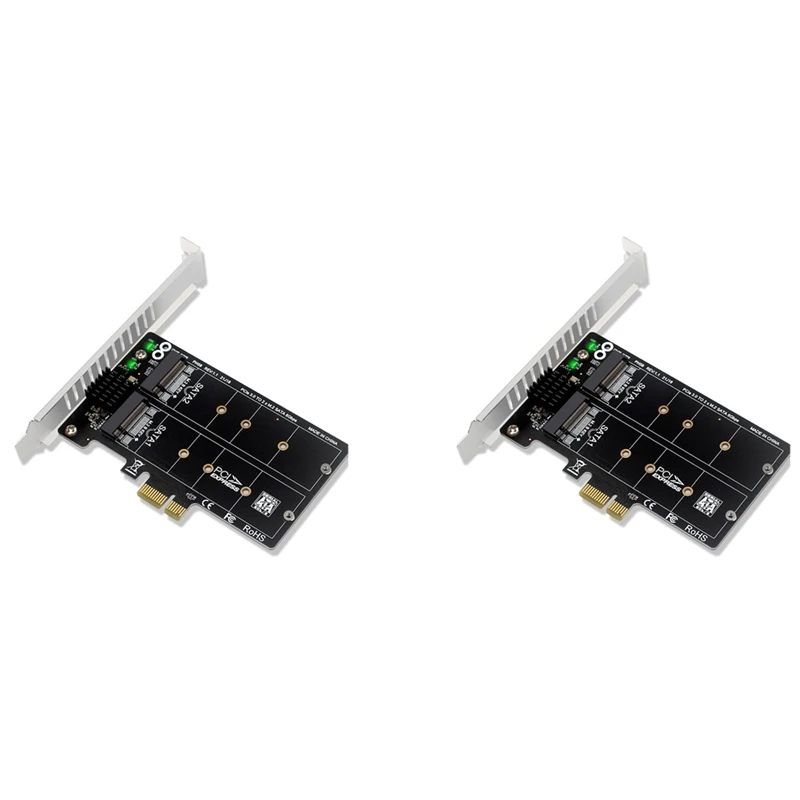 

2X PH58 M2 SATA к PCIE адаптер карты двойной диск дисплей карты RAID разделитель Плата расширения Pcie X1 к NGFF M2 SATA SSD