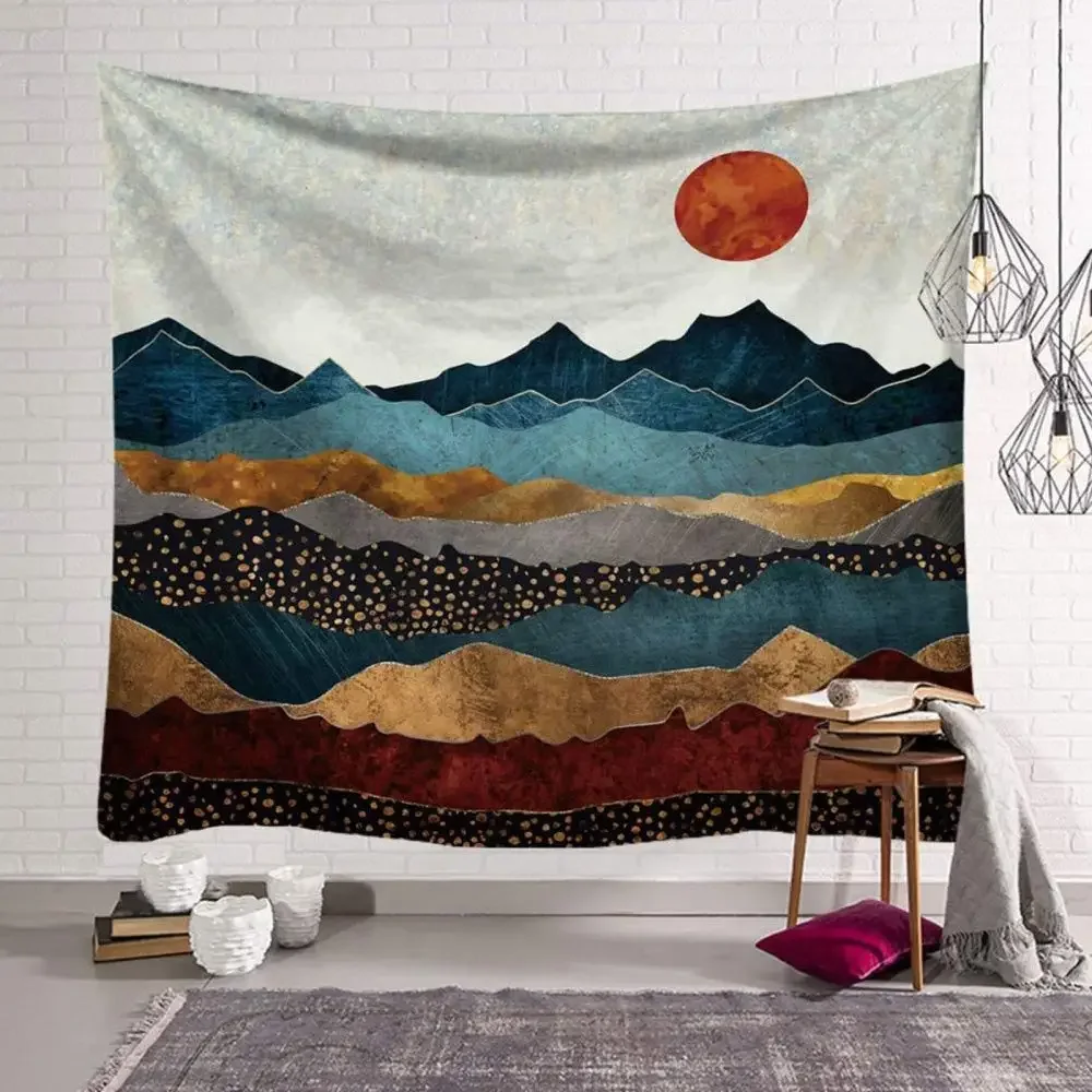 Mountain Tapestry Wall Hanging Forest Tree Sunset Tapestry Nature Landscape Tapestries Wall Hanging for Dorm Bedroom Home Decor