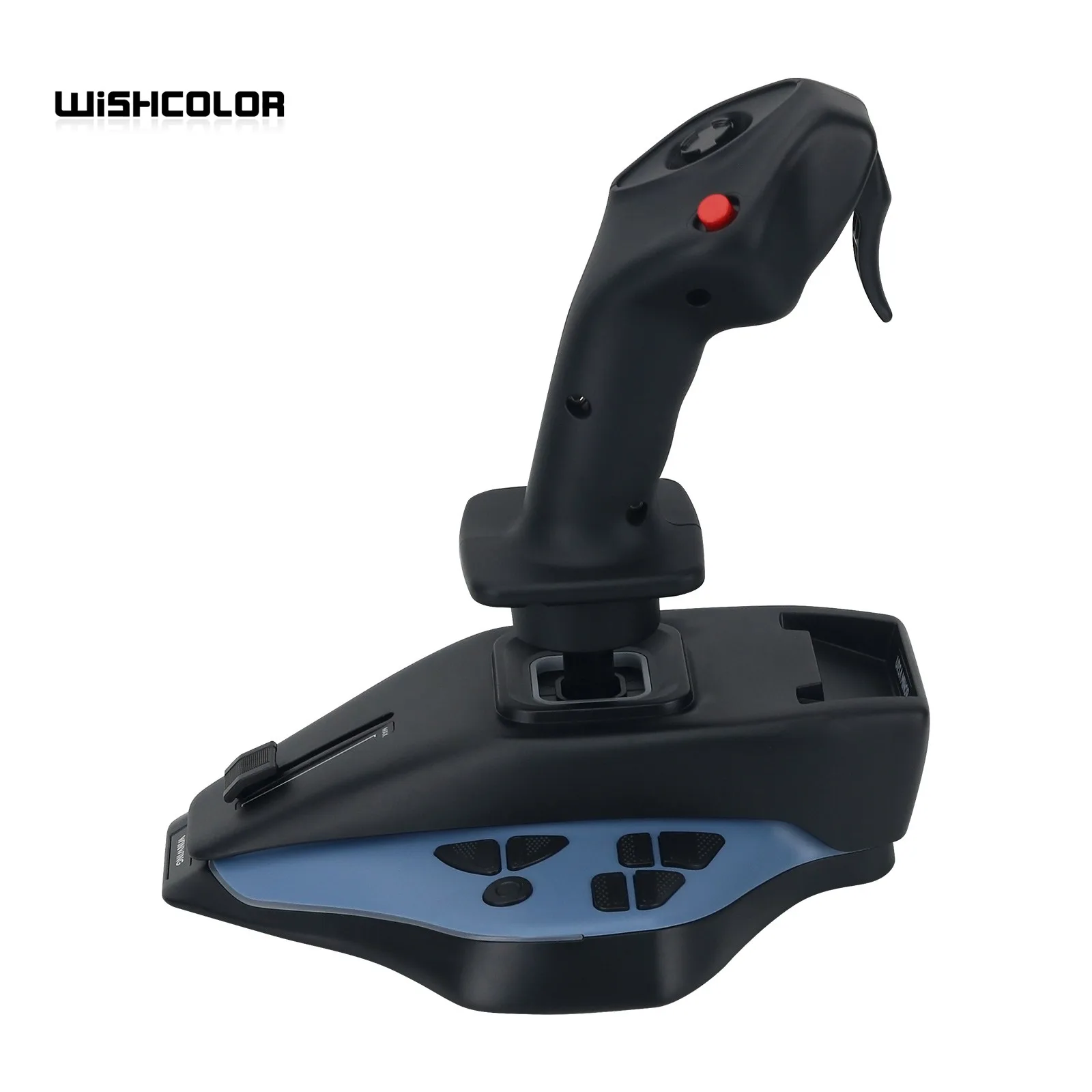 Joystick WINWING URSA MINOR Airline installé sur un cockpit de simulateur, avec câble USB visible.