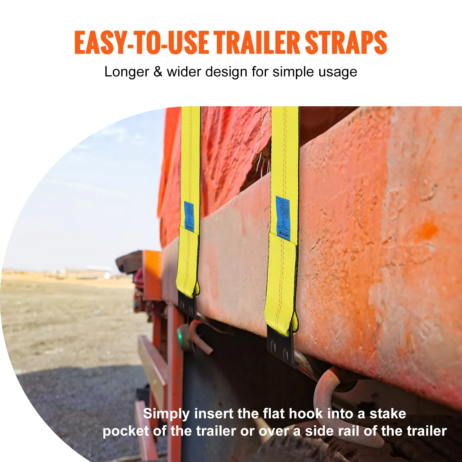 VEVOR 4/10 Pack Winch StrapsTruck Straps with Flat Hook Flatbed Tie Downs Cargo Control for Trailers Farms Rescues Tree Saver