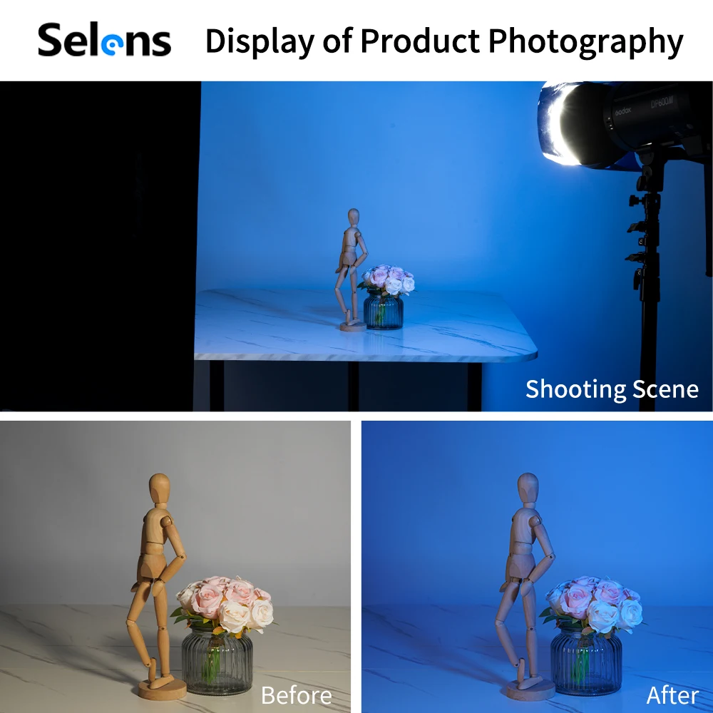 Selens 40x50cm Lighting Gels Filter Blue CTB Gel Colour Film Color Correction Tr