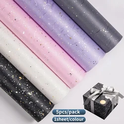 Elegant Korean Floral Wrapping Paper Set - Vibrant Colors with Gold/Silver Accents, Waterproof Finish (08-Mix pack-5pcs)