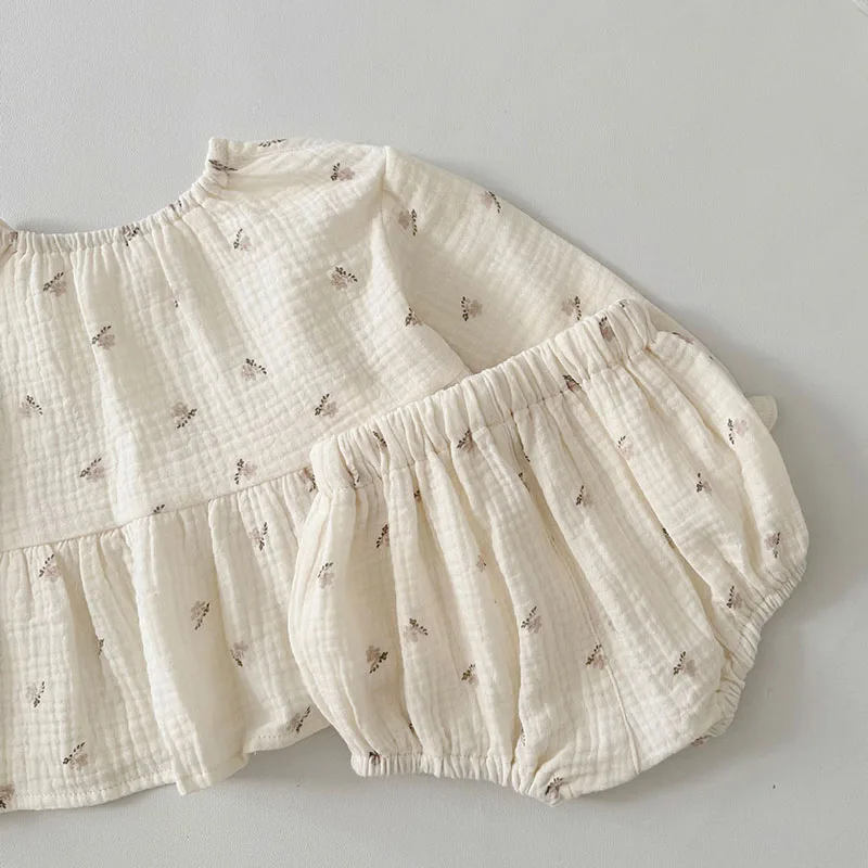 Cotton Baby Girl Floral Long Sleeve Outfit