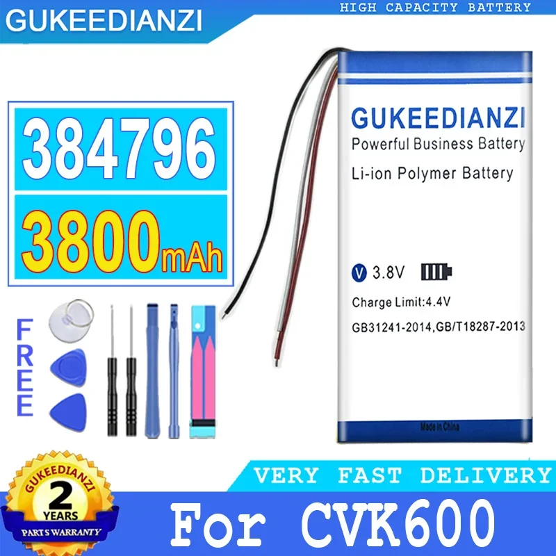 

Аккумулятор GUKEEDIANZI 384796 для мобильного телефона CVK600, аккумулятор большой мощности, 3800 мАч