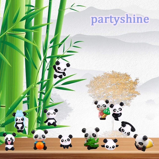 14Pièces Fournitures de Décorations de Gâteaux, Mini Jouet Panda