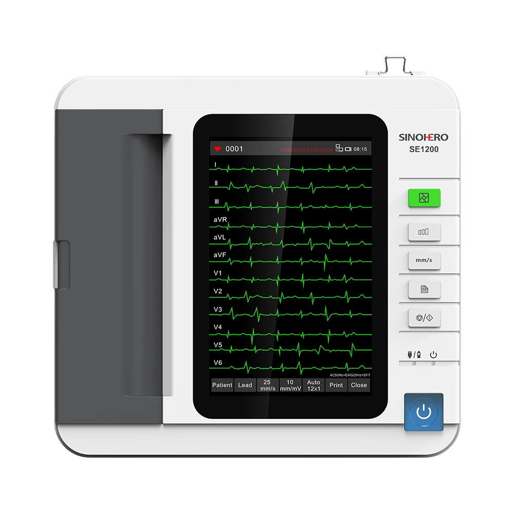 Sinohero SE1200 ECG Machine Touch Screen Digital 12 Channel 12 Leads ECG EKG Electrocardiograph PC Software