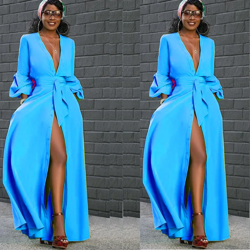 

Women Temperament Party Long Dress Ladies Elegant Sexy Pile-up Long Sleeved Solid Colour Dress Belted Waist Dress 2023