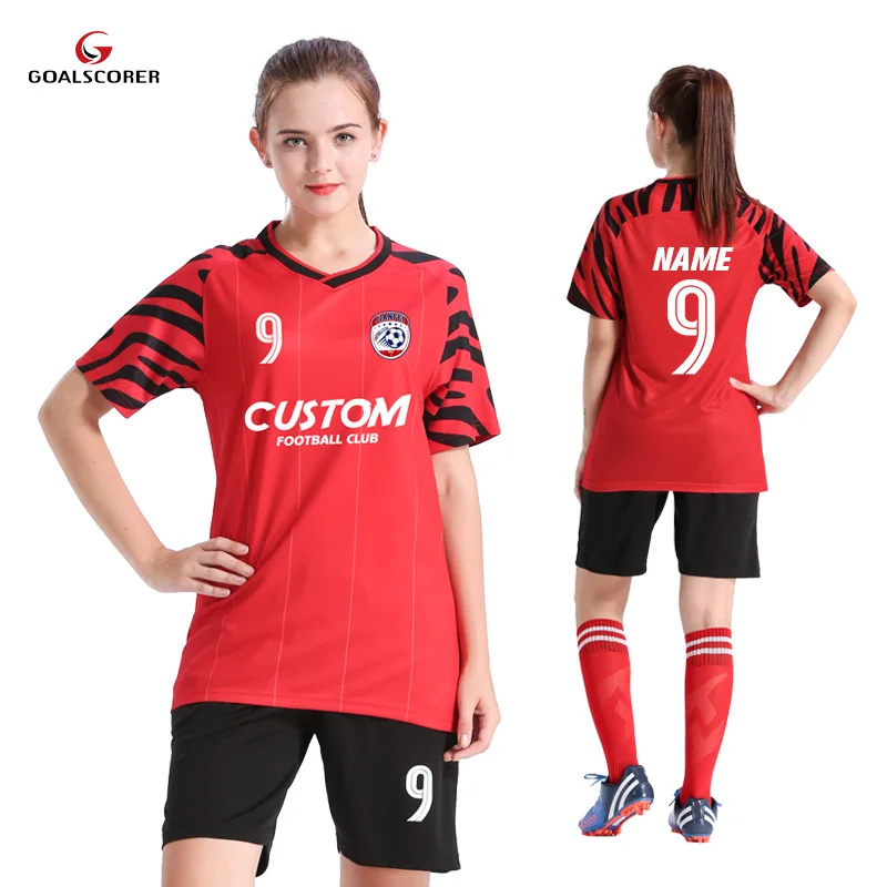 Girls Football Jersey 100% Polyester Soccer Uniform For Women Custom Breathable Female Jerseys Sets S108 |