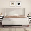 Queen Size Upholstered Bed Frame with 50.8" Tall Headboard, Wingback Platform Beds with Solid Wood Legs, Bed Frames 3