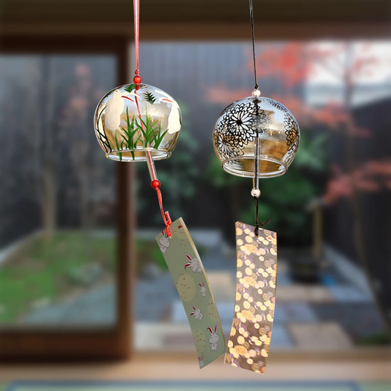 Japanese Wind Chime Handmade Sakura Wind Chimes Garden Decoration Outdoor Glass Furin Wall Hanging Home Decor Small Bells wind bell wind chimes wind chime