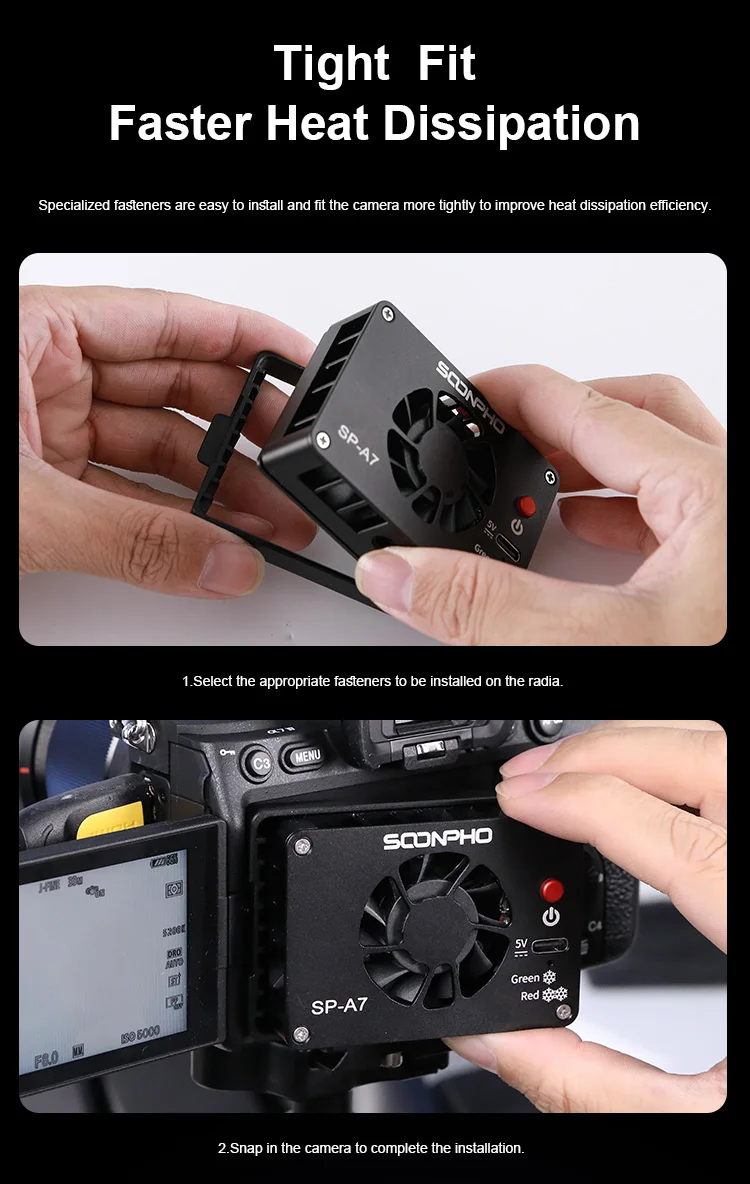 SP-A7 Camera Radiator Cooling Fan for Sony Canon FUJI A7M4 ZVE1 A6700 A7C2 ZVE10
