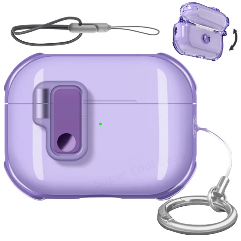 Transparent TPU Earphone Case with Secure Lock and Lanyard