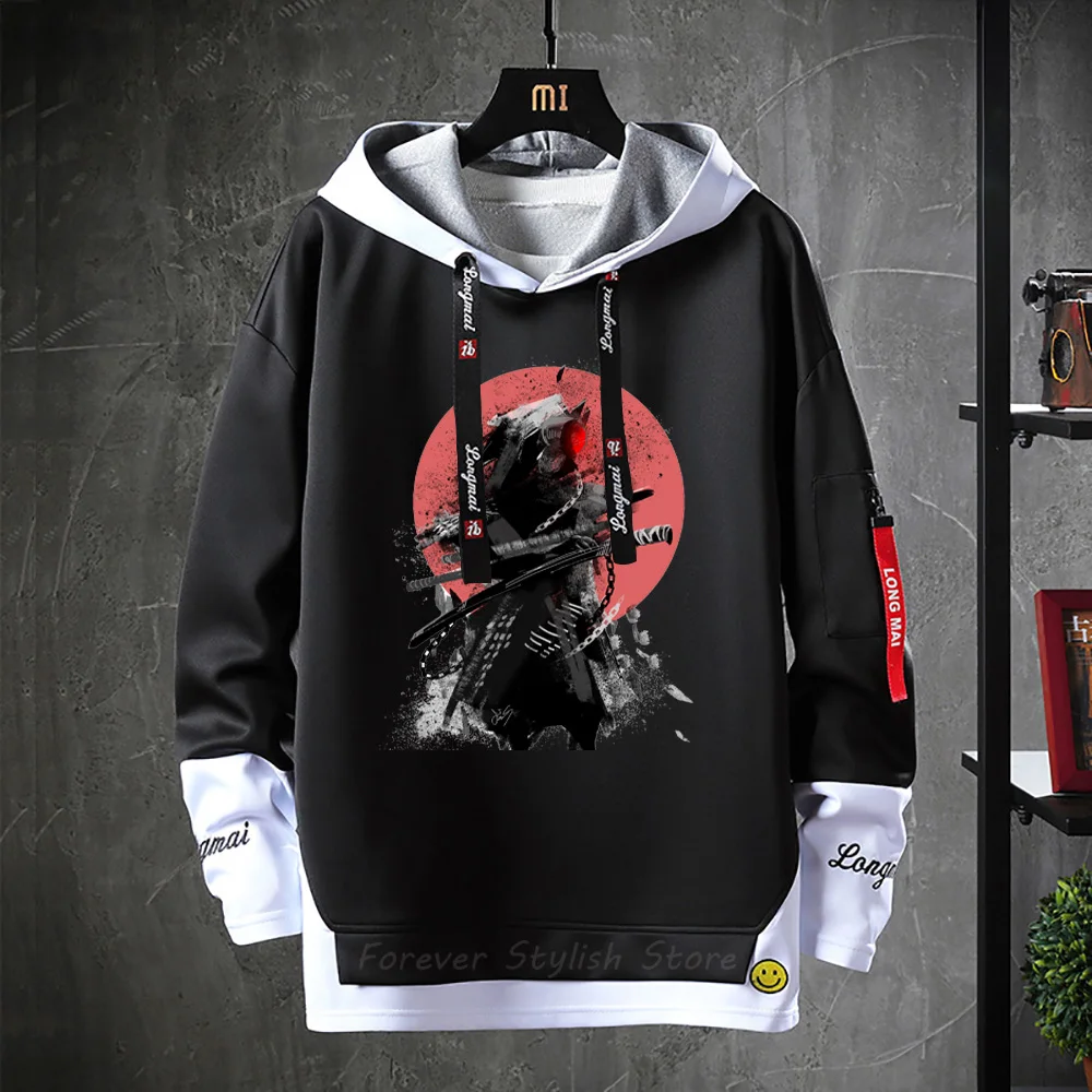 

Толстовки с лентами из аниме, надписями, свитшот с имитацией двух частей берсерка, свитер с улыбающимся лицом, уличная одежда, Свитшот в стиле пэчворк