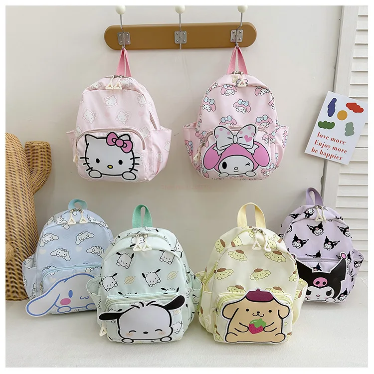 

New Sanrio Hello Kitty Kuromi Cinnamoroll Kids Schoolbag Backpack Printed Oxford Cloth Kindergarten Girl Backpack School Supplie