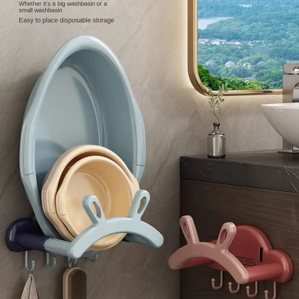 Telescopic Washbasin Rack Wall Mounted Rabbit Ears Storage Shelf Multifunctional No Punching Washbasin Hook kitchen storage rack wall mounted organizer