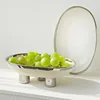 Modern Minimalist Creative Hand Crafted Ceramic Three High Legged Fruit Tray for Home Living Room Tabletop Fruit Candy Tray 3