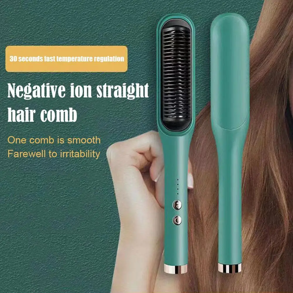 Negative Ion Hair Straightener Comb Electric Hair Brushes DualUse