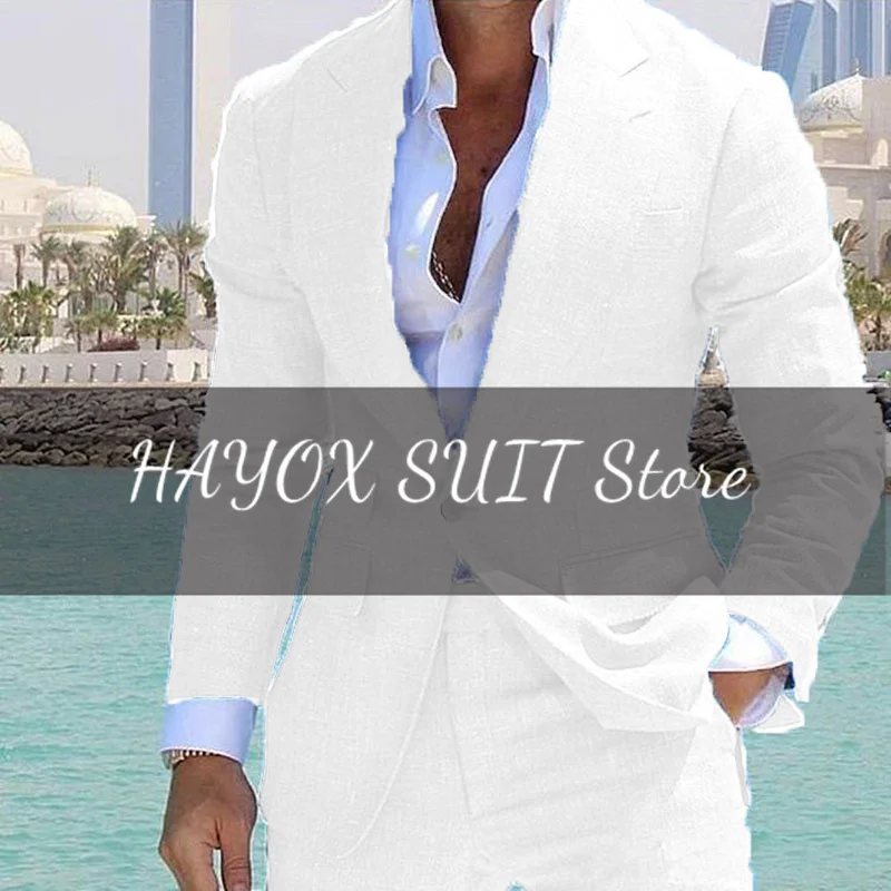 Men's Suit 2 Piece Set Linen Lapel Slim Fit Single Button Casual Comfortable Suit Formal Groom Best Man Dress Elegant and Stylis mens suit