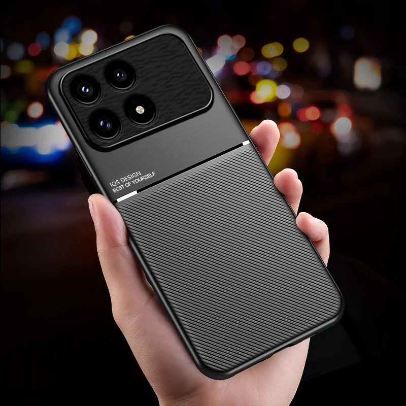 Luxury Soft Leather Phone Case with Car Magnetic Holder - Back Cover s