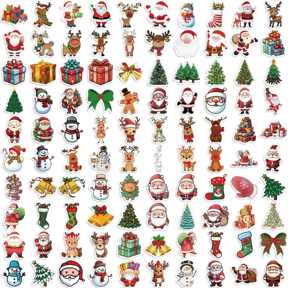 Cute Christmas Santa Claus Graffiti Stickers Aesthetic DIY Luggage Bike Phone New Year Gift Decoration Sticker Toy 10/50/100pcs graffiti stickers decorative stickers kawaii stickers christmas puzzle stickers puzzle stickers