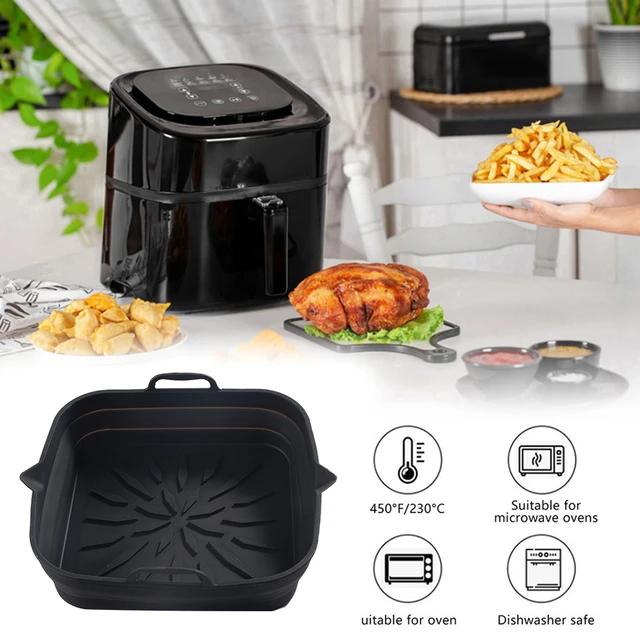 Silicone Air Fryer Tray Square Shaped Foldable Air Fryers Oven