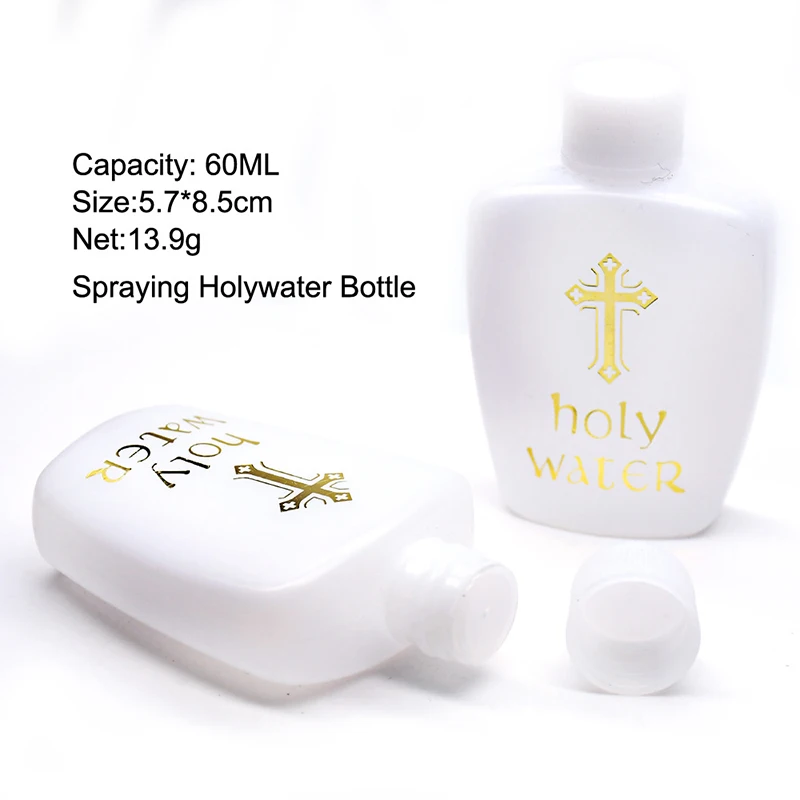 Description Picture 2 of item1 Pack 60ml Creative Jesus Cross Pattern Holy Water Bottle Sturdy Portable Durable Prime Church Holy Water Bottle