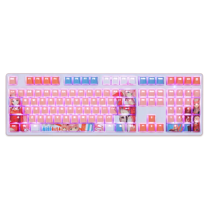 Pbt Dye Subbed Keycaps Dimensional Cartoon Anime Gaming Key Caps Perfil do Oem Keycap Retroiluminado para Querido no Franxx 108 Chaves - Imagem 3