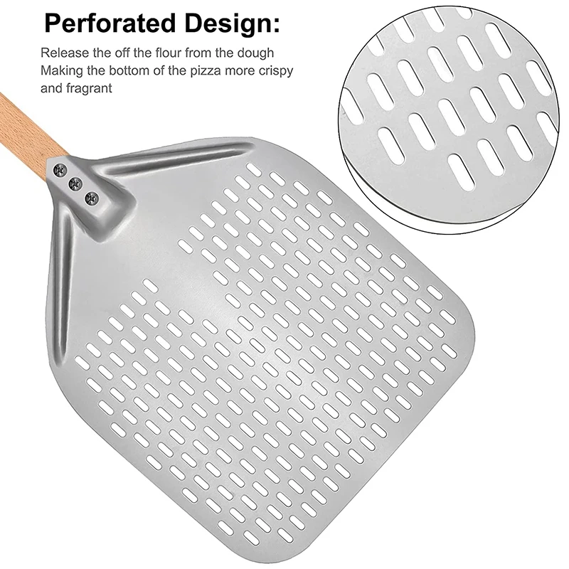 Aluminum perforated rectangular Gold pizza peel