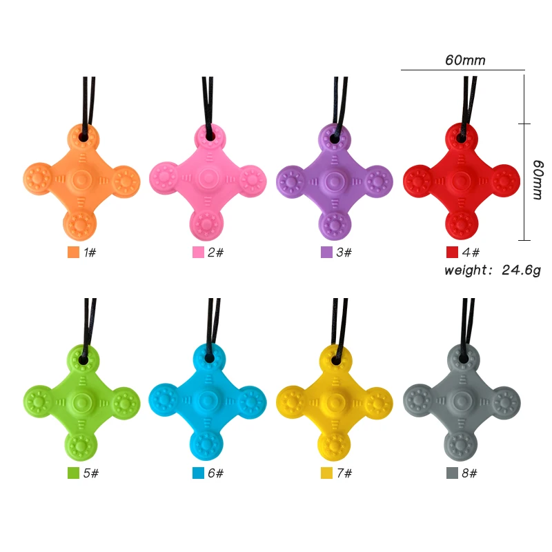 Gem Silicone Teethers Crystal Chew Necklace Sensory Pandent Chewing Toy for Kids Boys Girls Autism 4
