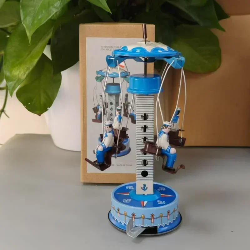 Adult Collection Retro Wind up toy Metal Tin Naval Training figure model Rotating Tower Mechanical Clockwork toy gift