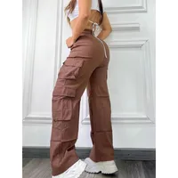 New Straight Cargo Pants Women High Waist Baggy Trousers Casual Wide Leg Slim Vintage Y2K Streetwear Pocket Fashion Casual Pants - Image 3