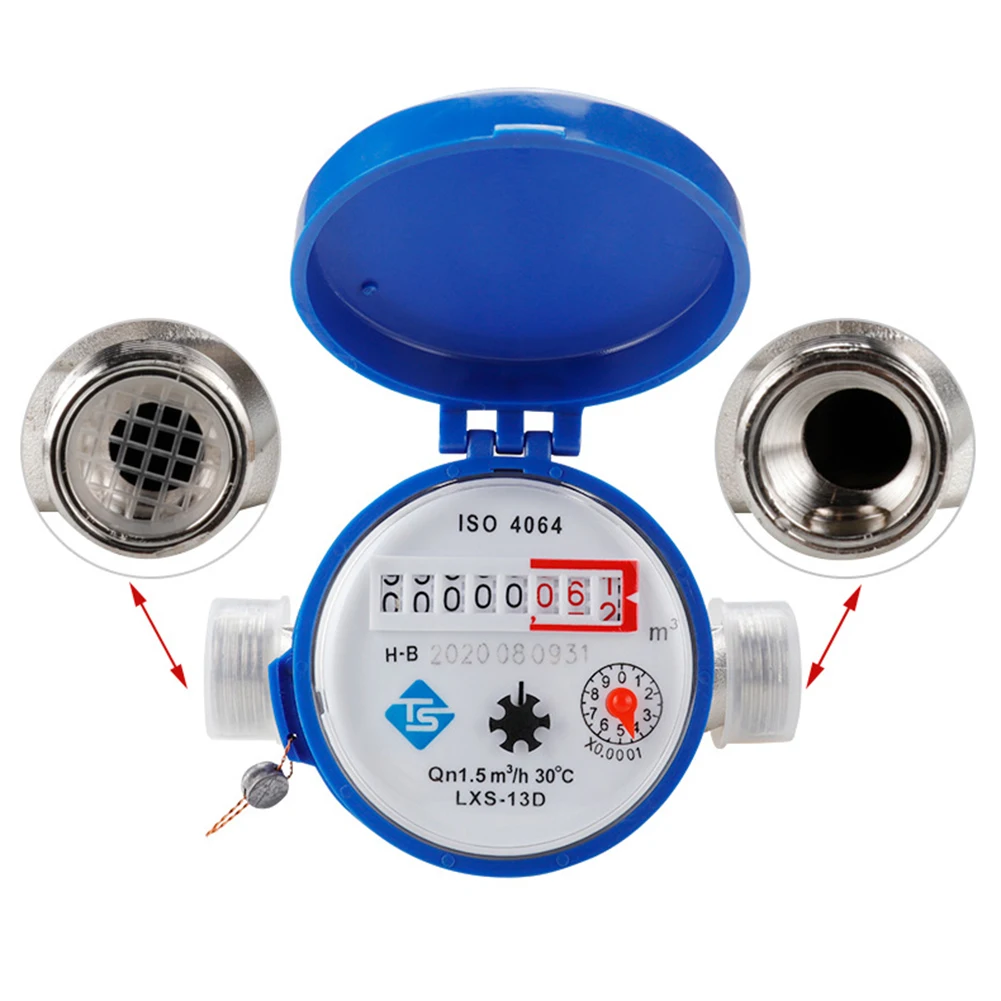 Water Meter Mechanical Rotary Wing E-Type Precision Pointer Counter Measurement Tools Household Accessories