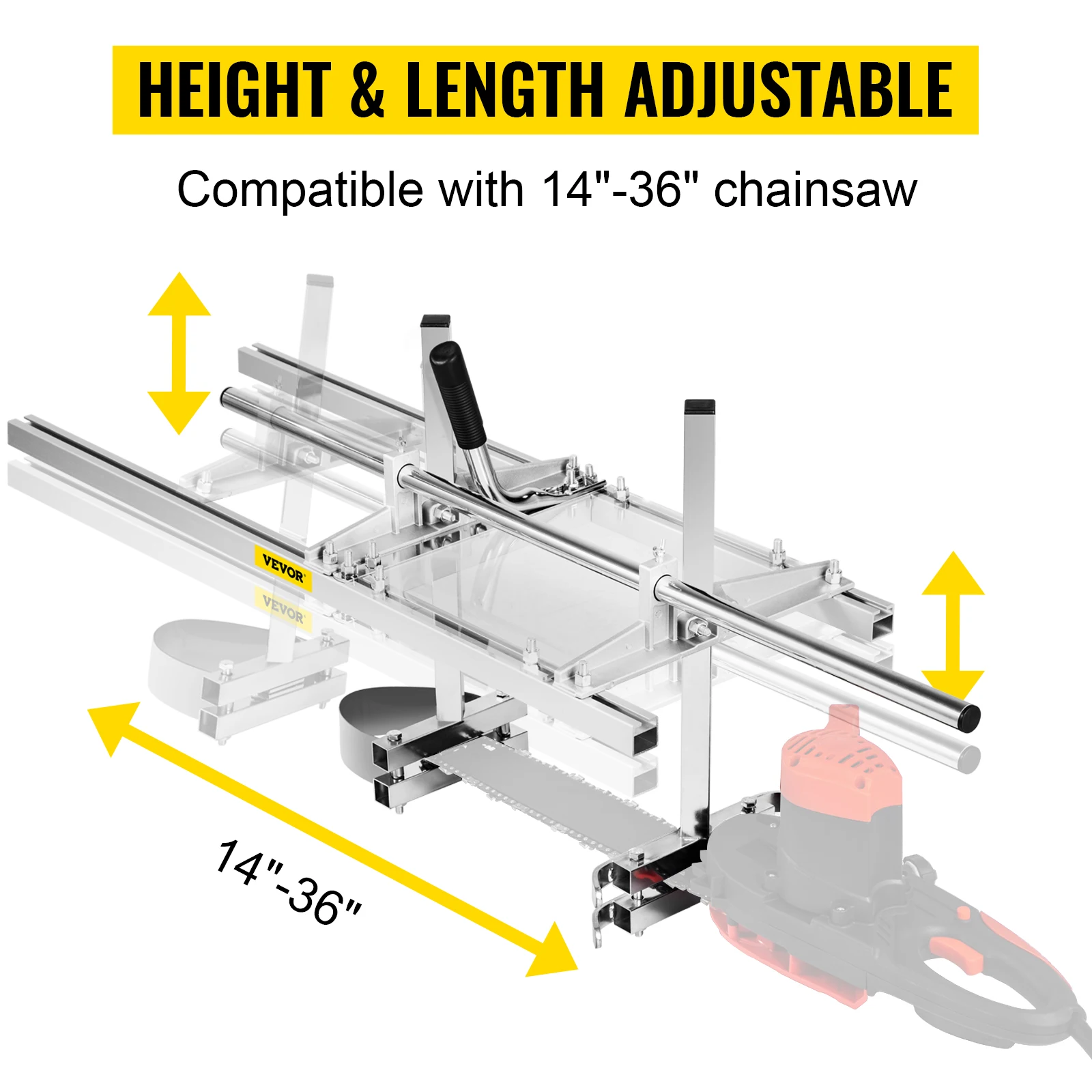 VEVOR Chainsaw Mill Planking Milling 24 36 48 Inch Guide Bar Wood Lumber Cutting Portable Sawmill Aluminum Steel Chain Saw Mill 3
