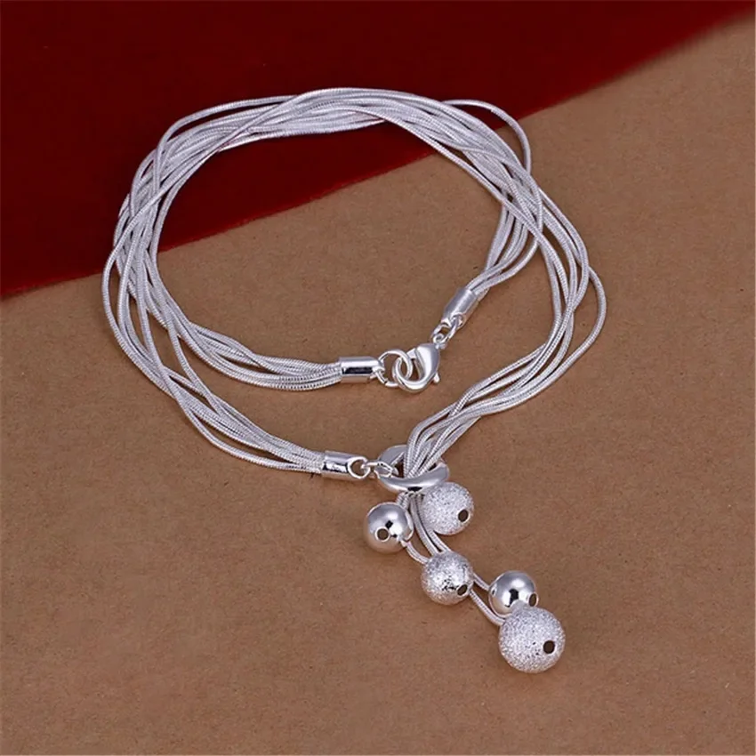 925 Sterling silver 45cm Necklace for women men silver necklace