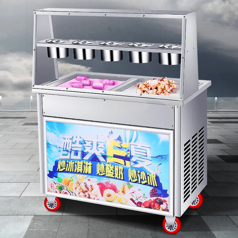 

Stainless Steel Fried Ice Cream Machine For Milk Tea Shop Snack Street Yogurt Ice Cream Roll Machine 1800W