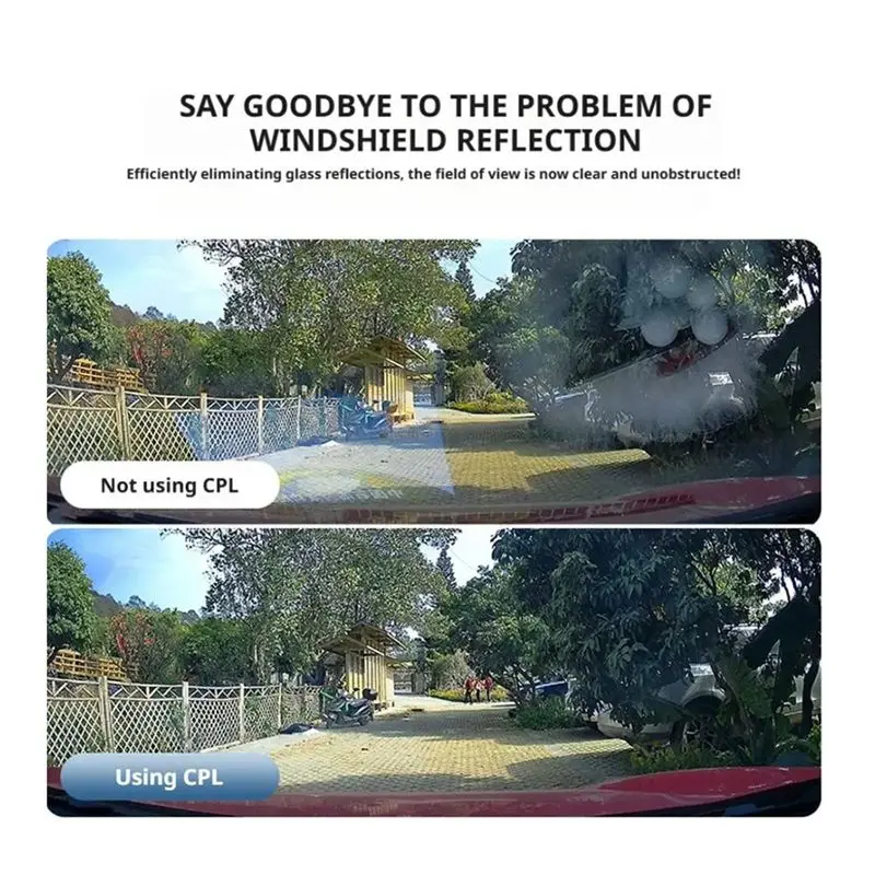 Installation du filtre CPL polariseur sur la dashcam 70mai A810, montrant la fixation par rotation.