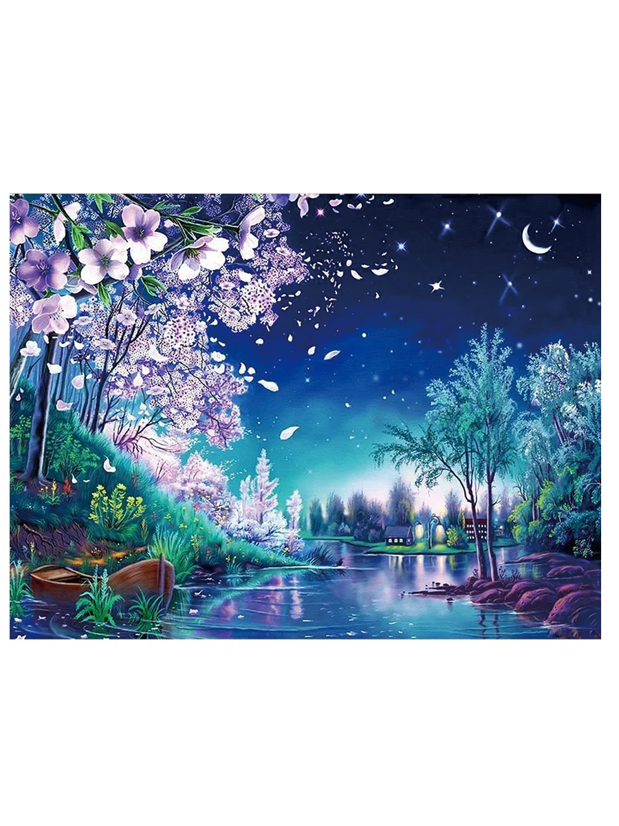 Qizui Sky Landscape Cross Stitch DIY Embroidery Kit Flower Living Room Decorative Painting 11CT 9CT Printed Needlework Pack Set cross stitch kit