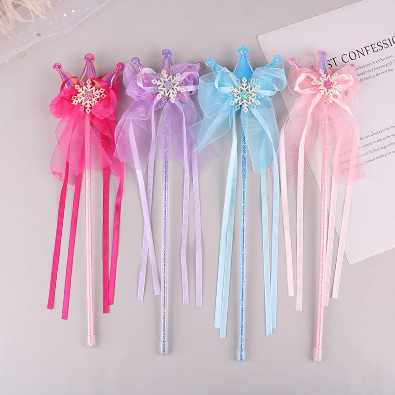 

Children Crown Ribbon Magic Stick Tassel Fairy Wand Princess Cosplay Props Wand For Girls Party Supplies Gifts