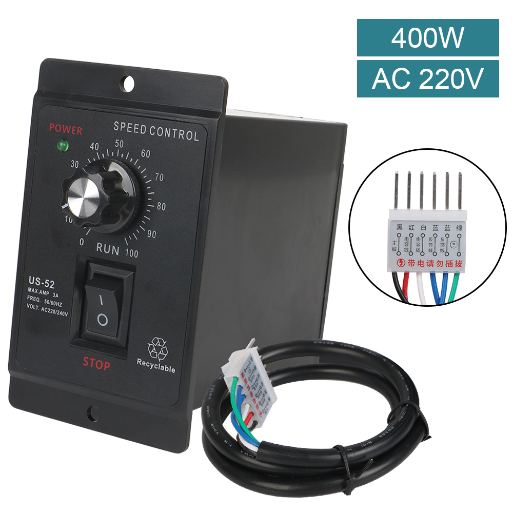 400W AC 220V Motor Governor Control Unit Forward Backward Speed Pinpoint Regulator 50/60Hz AC Motor Speed Controller