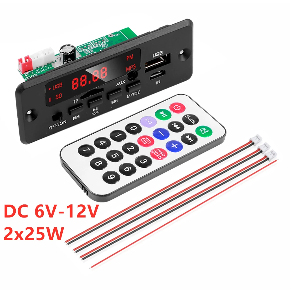 Vivavoce 2*25W Amplificatore Wireless Bluetooth 12V Mp3 Wma Decoder Board Car Audio Usb Tf Modulo Radio Fm Con Telecomando